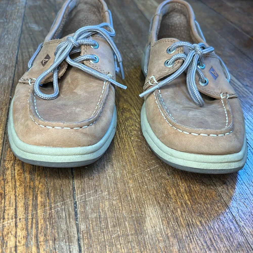 Sperry topsider boat shoes tan leather preppy men’s 8